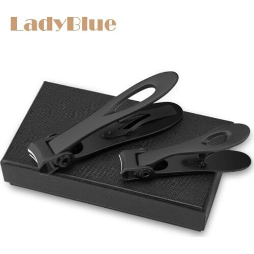 2pcs/set Black Nail Clipper Set Wide Jaw Opening Nail Cutters Toenail Nippers Cuticle Remover Finger Foot Care Manicure Scissors