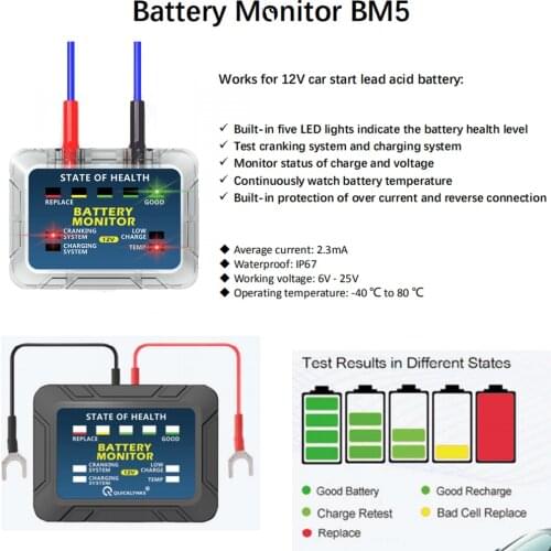 New Battery Monitor BM5 do Check Battery Health indicate the battery health level For Car