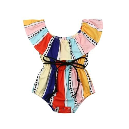 Baby Clothes Newborn Baby Girl Striped Sleeveless Bodysuit Sunsuit Summer Outfit Clothes
