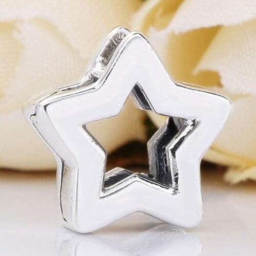 Original Smooth Reflexions Star Clip Stopper Lock Beads Fit 925 Sterling Silver Bead Charm Bracelet Bangle Diy Jewelry