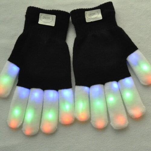 LED night riding warning luminous gloves for stage performance 7-color flashing gloves