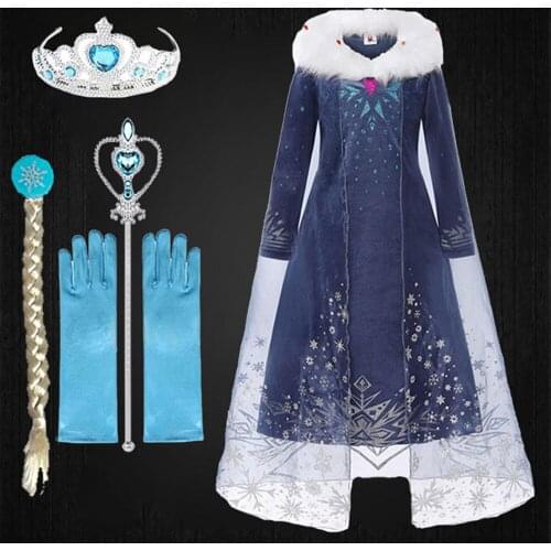 Princess Dress Elsa Girl Clothing Anna Dress Summer Cosplay Snow Queen Vestido Kids Cosplay Childrens Costumes Birthday Party