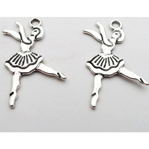 20 Pieces/Lot 20*27mm Antique Sliver Color Ballerina Girl Pendant Charms For Jewelry Making Contracted StyleFashion Accessories