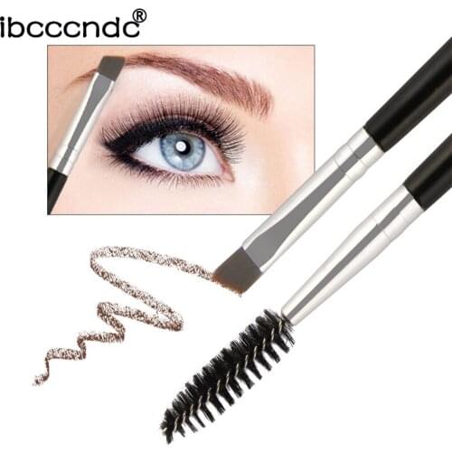 Portable Women Facial Eye Makeup Brushes Cosmetic Double Head Eyebrow Brush + Eyebrow Comb Tool