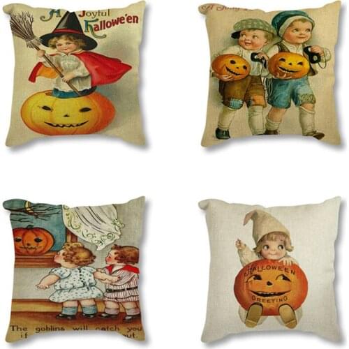 Happy Fall Thanksgiving Decorative Cushion Square Pillow Happy Halloween Party Seat Cushion For Kids Gift Cushion For Sofa