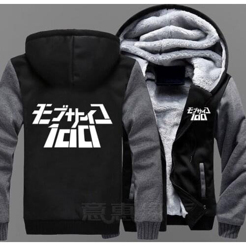 New Mob Psycho 100 Hoodie Anime Mobu Saiko Hyaku Coat Jacket Winter Men Thick Zipper Sweatshirt