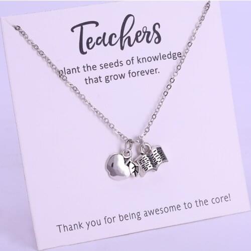 Apple Charm Teachers Teacher Love to Teach Necklaces Back to School Teachers' Day Gift