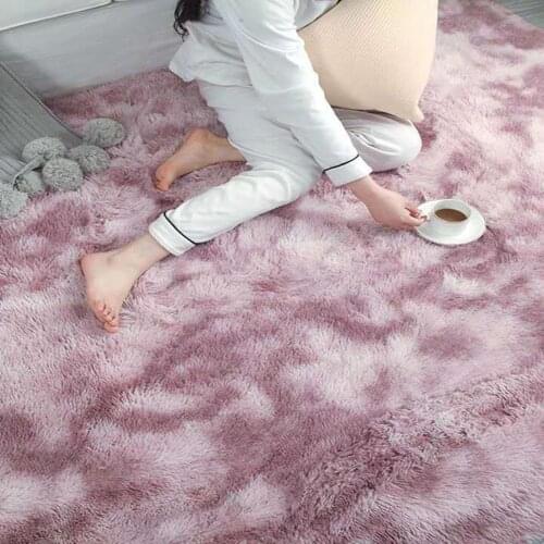 Thickened washed silk hair non-slip carpet living room coffee table blanket Bedroom bedside mat yoga rugs solid color plush
