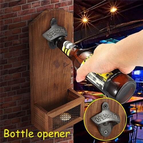 Vintage Wall Bottle Opener Antique Iron Wall Mounted Bar Beer Glass Bottle Cap Opener Kitchen Tools Wall Beer Cap Drink Opener