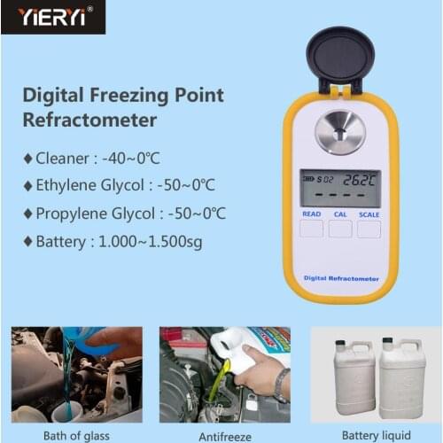 Yieryi DR601 -40~0C Point Refractometer Engine Fluid Glycol Antifreeze Freezing Point Car Battery Refractometer ATC Hand Tester