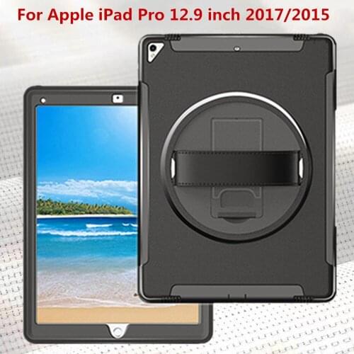 ZKFYS Tablet Hand Strap Case For Apple iPad Pro 12.9 inch 2017 2015 Tablet case Silicon TPU+PC shell Shockproof Stand Cover
