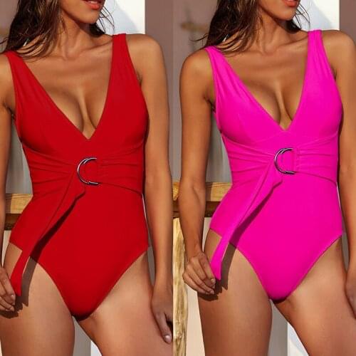 Deep V Solis Womens Bikinis Sexy High Waist Swimwear One Piece Grace Swimsuit Push Up Textured Bathing Suits Beach Sets Fashion