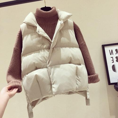 2021 Womens Short Style Solid Sleeveless Winter Keep Warm Vest Coat Female Loose Thick Fashion Vests Ladies Waistcoats H976