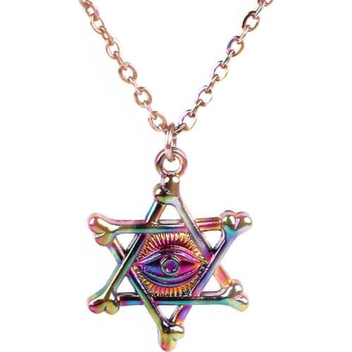 1PC Rainbow Color Alloy Five-pointed Star Soccer Sea Turtle Snail Charm Stainless Steel Necklaces for Female Best Jewelry Gift