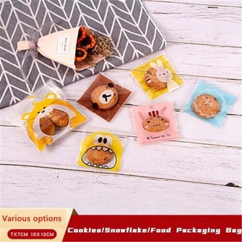 100pcs Cookies Packaging Transparent Soap Cookie Self Adhesive Plastic Bag Biscuits Color Wedding Birthday Theme Party Decor