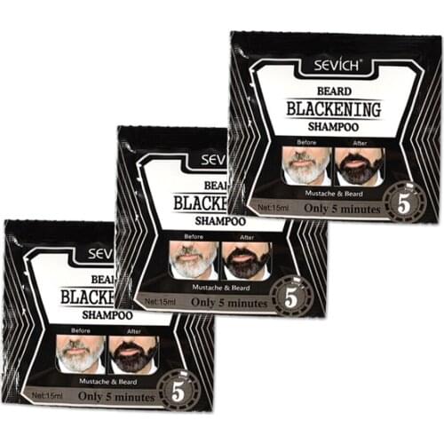 15ml Mens Beard Coloring Mustache Dye Tint Blackening Colour Shampoo Men Beard Dying Removal White Grey Beard Shampoo