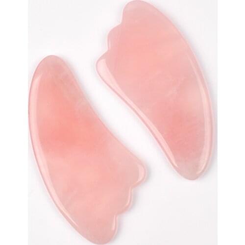 2 Pcs Facial Gua Sha Body Scraper Natural Rose Quartz Guasha Board Facial Back Head Massager SPA Acupuncture Wrinkle Relif Tool