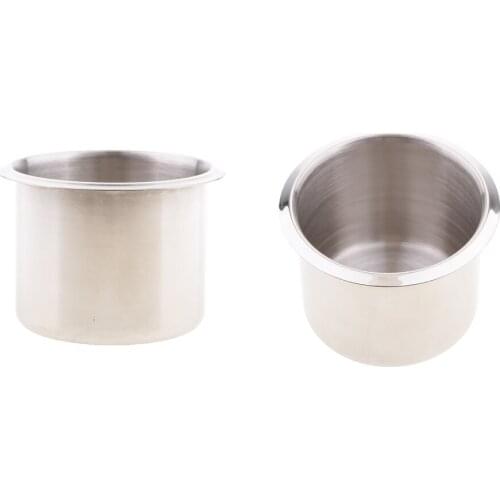 2PCS 68mm Stainless Steel Boat RV Camper Recessed Cup Drink Holder Silver Rust Proof Corrosion Protection