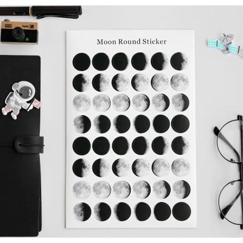 48-piece Creative Moon Serie Decoration Sticker Paper DIY Diary Handbook Scrapbooking Label Sticker Seal Sticker School Supply