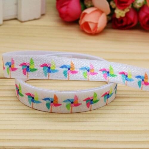 5/8'' Free shipping Fold Elastic FOE windmill printed headband headwear hairband diy decoration wholesale OEM P5128