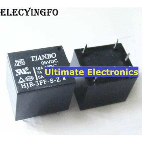 5pcs HJR-3FF-S-Z 05VDC Relay 5V 10A T73 5pin