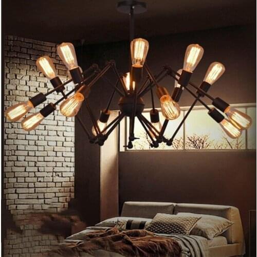 6/8/10/12/18 Lights Iron Spider Chandeliers Industrial retro style Pendant Lamps Living Room Restaurant lighting E27