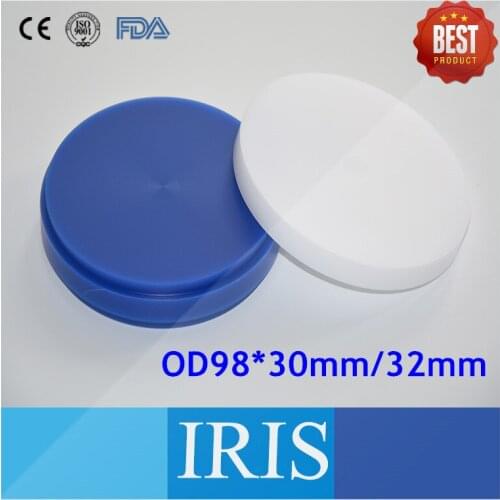 7 Pieces OD98*30mm/32mm Dental Wax Disc Block White and Blue Temporary Crowns Bridge Open Milling System Wax Carving Blanks