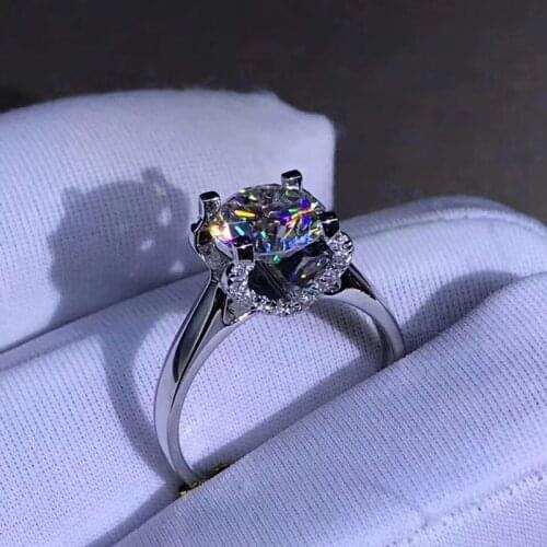 9K White Gold 1ct 2ct 3ct Classic Luxurious Moissanite Diamond Ring jewelry Wedding Party Engagement Anniversary Ring