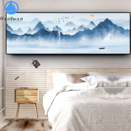 Abstract Mountain Boat Lake Landscape full diamond embroidery crystal 5D square round diamond painting mosaic diy large size art