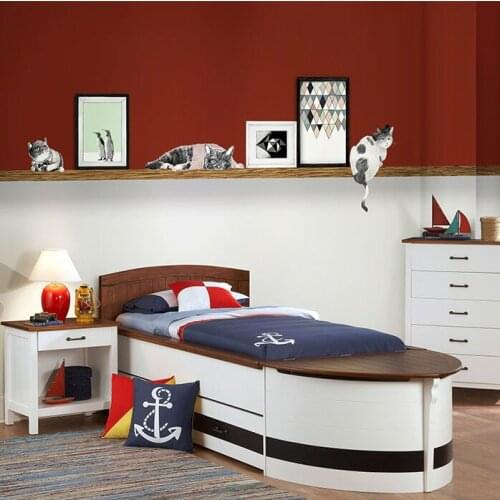 Bacaz Painted Red and white wall Cats Mural 3d Wall Photo Murals Wallpaper for Kids Child Room Large Papel Mural 3d Wall Mural