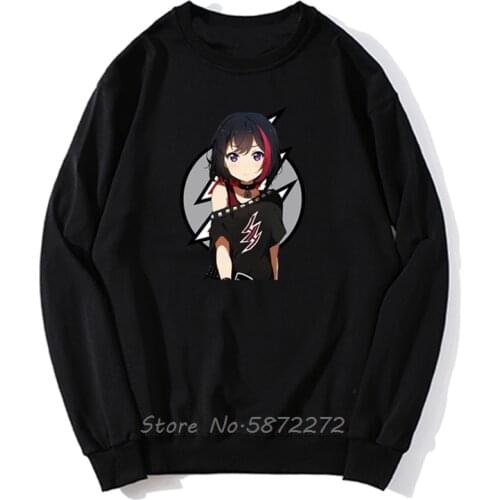 Bang Dream Ran Mitake Hentai Haven Chan Anime Girl Poppin'Party Black Hoodie Outfit Men Pollover Sweatshirt Hoodies Streetwear