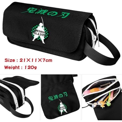 Anime Demon Slayer Pencil Case Cartoon Nylon Student Zipper Penbag Women Makeupbag Travel Cosmetic Bags Stationery Gift