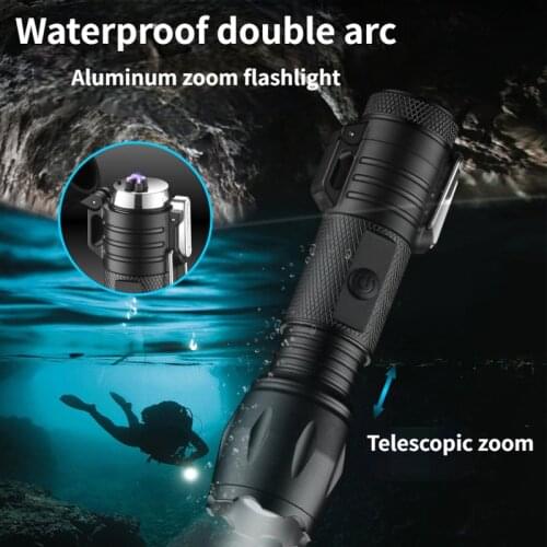 Lafagiet Outdoor USB Electronic Lighter IP67 Waterproof Electric Plasma Arc Lighter 100 Lumen Torch Flashlight Lighter Mens Gift