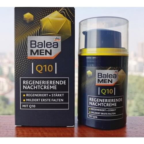 Germany Balea Q10 Regenerating Energy Night Cream for Men Tired Skin Tightening Q10 Shea Butter Formula Fresh Powerful Radiance