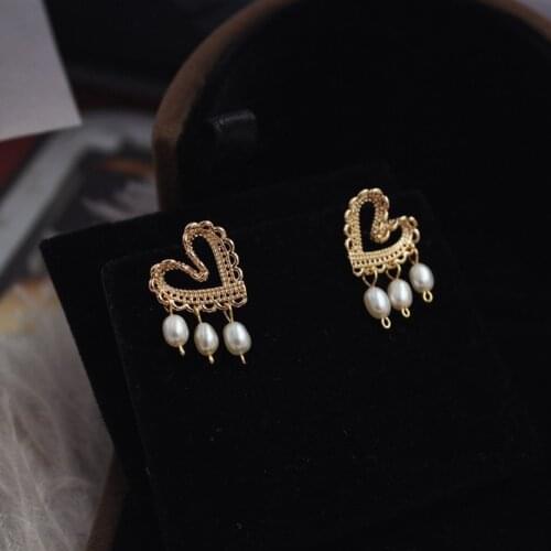14K Gold Ear Hook Zircon Pendant Natural Freshwater Pearl Retro Elegant Bohemian Wedding Woven Earrings Jewelry for Women Gift