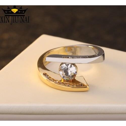 Classic geometry New Design White Round Stone Ring Gold Color Silver Jewelry Jewelry for Women Wedding Engagement Rings
