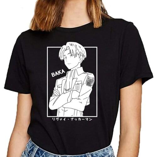 Japanese Anime Attack on Titan Baka Graphic T-shirt Women T Shirt Streetwear Tshirt Unisex Top Tees