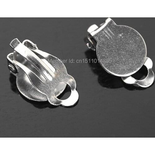 10mm nickel Plated Round Flat Pad Clip Earrings/Ear Backs DIY Findings 200Pcs/Lot