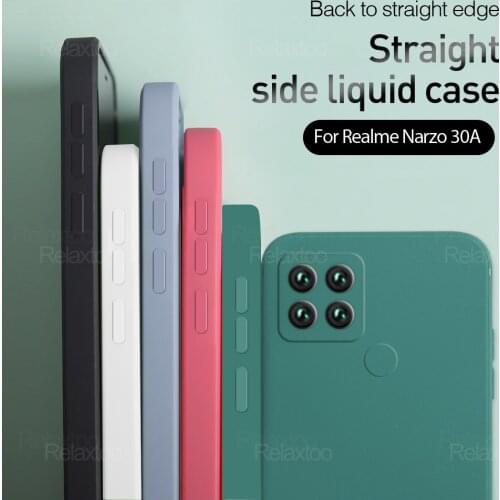 Square Liquid Silicone Case For OPPO Realme Narzo 30A Shockproof Soft Phone Back Cover Shell 8 Pro GT NEO C21 C11 V13 30 4G 5G
