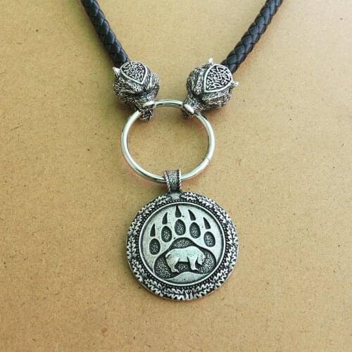 Lanseis 1pcs Viking bear paw pendant slavic bear talisman chrm pagan men necklace Nordic pendant.Celti talisman