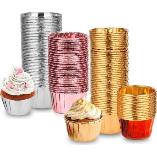 Hot 50PCS/Lot 7Colors Muffin Cupcake Liner Cake Cups Wrappers Baking Cake Cups Tray Pastry Tools Party Wedding Birthday Supplies