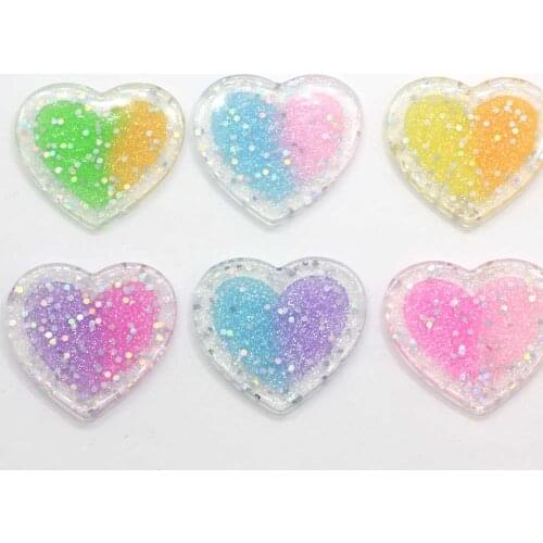 Hotsale Cute FlatBack Resin Cabochons Gradient Glitter Scrapbooking Heart Star Crafts For Jewelry DIY Decoration