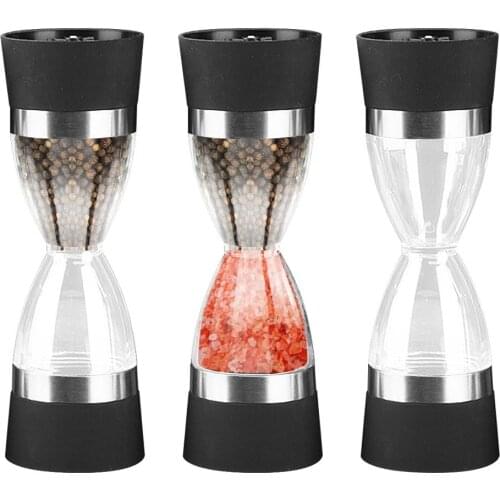 Manually 2 in 1 Hourglass Shape Dual Salt Pepper Mill Spice Grinder Pepper Shaker for Kitchen Cooking Tools Easy to Clean CA