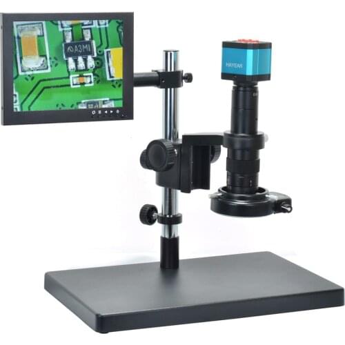 14MP Microscope Camera Set HDMI HD USB Digital Industrial Video Big Stand Bracket 180X C-MOUNT Lens 144 LED Light for PCB Repair
