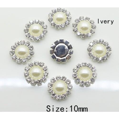 Mini 50pc lvory colour pearl rhinestone button children clothing supplies round flatback button Wedding invitations decorate