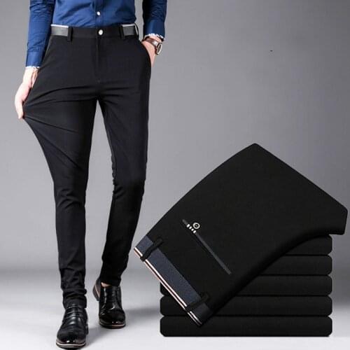 Men Slim Fit Pants 2020 Fashion Dress Pants Men Leisure Suits Pants Formal Business Office Work Trousers Male Pencil Pants