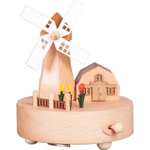 Windmill Music Box,Wooden Crafts,Loves House Music Box,Wooden Music Box,Home Decor,Christmas Decorations for Home