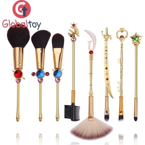 8Pcs Sailor Moon Makeup Brushes Set Sailor Moon Tsukino Usagi Eyeshadow Powder Foundation Brush Set Makeup Tools Baby Comestic