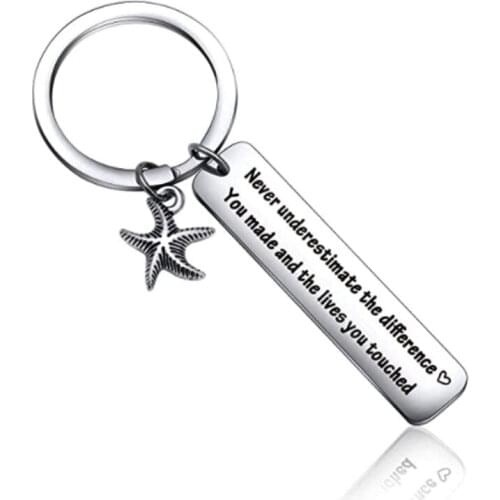 Never Underestimate The Difference You Made and The Lives You Touched Keychain Stainless Steel Pendant Keyring