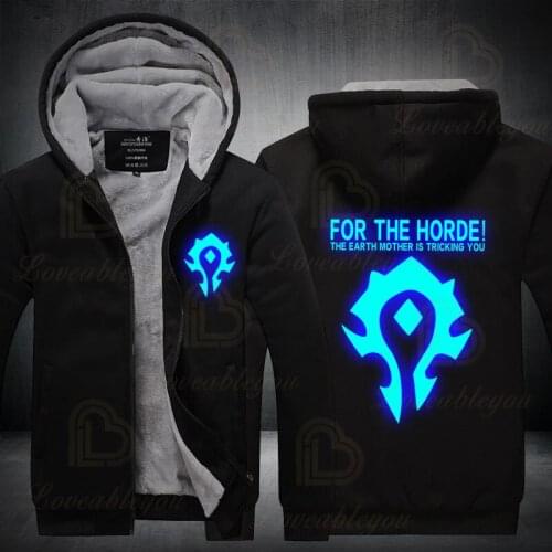 New Winter Warm WOW Hoodie Game Coat Jacket Coat Men Thick Fleece Zipper Luminous WOW Sweatshirts